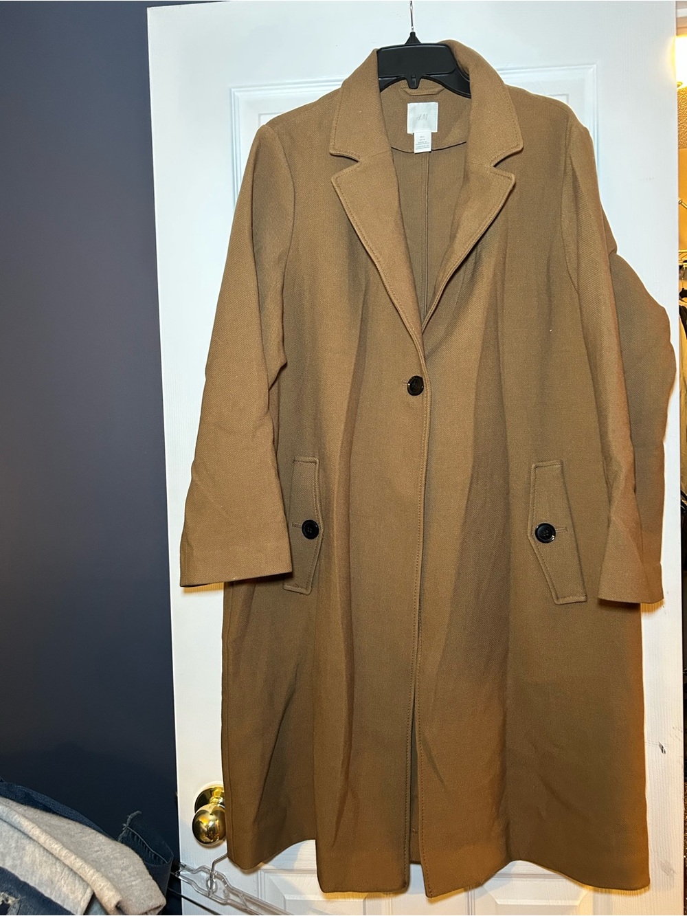H&M Camel Single-Button Long Car Coat
